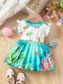 Baby Girls' Casual Knit Ocean Print Summer Dress