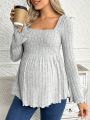 SHEIN Maternity Solid Color Long Sleeve T-shirt, Simple Style