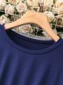 SHEIN LUNE Plus Size Solid Color Round Neck Long Sleeve T-shirt