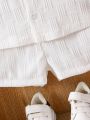 Baby Boy Textured Short Sleeve Shirt And Shorts Set, Streetwear Style