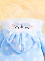 Baby Girl Cartoon Graphic 3D Ear Design Hooded Footed Jumpsuit & Gloves