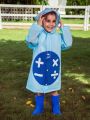 Boys' Cute Blue Raincoat With Math Symbol Print For All Seasons