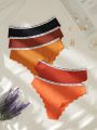 Women's 5pcs/set Seamless Triangle Panties With Letter Detailed Woven Belt