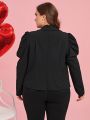 SHEIN Clasi Plus Size Women's Blazer With Gigot Sleeve And Single Button Closure