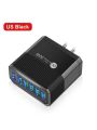 1pc Black Quick Charge 3.0 6-port Usb Wall Charger 30w With Eu Plug Adapter For Iphone Xiaomi Samsung And Other Multiple-port Cell Phone Charging