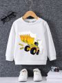 Toddler Boys' Warm Lined Sweater With Excavator Design