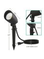 EDISHINE LED Outdoor Spotlight, 3000K 2-Level Dimmable (507lm 8.75W/263lm 4W) Waterproof Plug in Spotlight Outdoor for Halloween Decorations, Garden, Flag, Trees, 5 FT Extension Cord, UL Listed