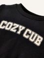 Cozy Cub Baby Boy 3pcs Letter Graphic Sweatshirt