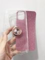 Clear Ring Holder Phone Case With Glitter Paper