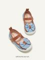 Cozy Cub Vintage Style Casual Denim Cloth With Bow Decoration Anti-slip Flat Shoes For Baby Girls