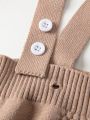 Baby Boys' Adjustable Shoulder Strap Solid Color Overalls Romper With Sweater