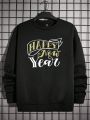 Manfinity Homme Loose Men's Plus Size New Year Slogan Print Sweatshirt