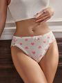 Women'S Heart Print Lace Patchwork Triangle Panties (Valentine'S Day Theme)