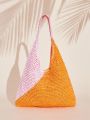 SHEIN VCAY Ladies Two Tone Woven Tote Bag