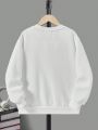 Tween Boy Soccer Print Drop Shoulder Sweatshirt