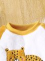 Baby Boys' Leopard Embroidery Long Sleeve Sweatshirt And Pants Set