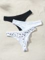 SHEIN 3pcs Women's Thong Panties With Bow Decoration