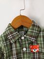 Baby Boys' Plaid Bear Printed Long Sleeve Shirt