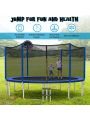 Gymax 12FT Outdoor Large Trampoline Safety Enclosure Net w/ Basketball
