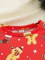 SHEIN Toddler Boys' Casual Christmas Print Sweatshirt
