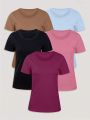 Women'S Plus Size Solid Color Round Neck Short Sleeve T-Shirt
