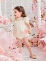 Fashionable Baby Girls' Romper With 3d Flower Decoration