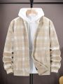 Manfinity Men Plaid Snap Button Overcoat Without Hoodie