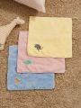 3pcs Cartoon Embroidered Towel, Cute Small Soft Washcloth For Kids