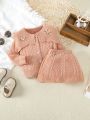 Baby Girls' Cable Knit Embroidery Sweater Set, Winter