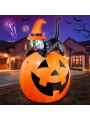 5FT Halloween Inflatable Pumpkin Yard Decoration, Lighted Blow Up Outdoor Decor, Stacked Witch’s Black Cat with Pumpkin Built-in LED Lights for Balcony Home Holiday Party Lawn Patio Outside Event Prop