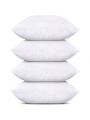 Bedding Throw Pillows (Set of 4, White), 18 x 18 Inches Pillows for Sofa, Bed and Couch Decorative Stuffer Pillows