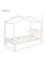 Merax Twin Size Wood House Bed with Storage Space