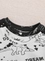 SHEIN Unisex Baby Cartoon Little Dinosaur Pattern Round Neck Short Sleeve Top And Shorts 4pcs Casual Outfits