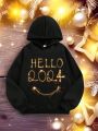Teen Girls Casual Letter Printed Long Sleeve Hoodie, Suitable For Autumn And Winter