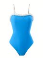 SHEIN Swim BohoFeel Ruffle Detail One Piece Swimsuit And Knotted Color Block Swim Skirt