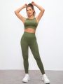 Yoga Basic Women's Cropped Tank Top And Leggings Sport Set