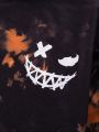 SHEIN Kids HYPEME Boys' Tie-Dye Long Sleeve Sweatshirt With Smiling Face Print
