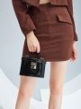 SHEIN BIZwear Mini Red Metal Detail Satchel Bag Fashion