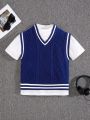 SHEIN Boys' Loose Fit Casual Sweater Vest