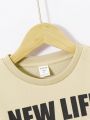SHEIN Boys' Casual Round Neck Pullover Sweatshirt With Slogan & Excavator Print