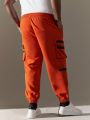 Manfinity Hypemode Men's Plus Size Workwear Pants With Pockets And Elastic Cuffs