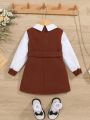 SHEIN Baby Girl Two Tone Belted 2 In 1 Dress