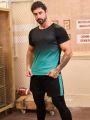 Fitness Men'S Gradient Color Sportswear Set