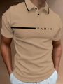 Men'S Short Sleeve Polo Shirt With Letter Print