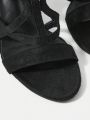 SHEIN Women'S Fashion Black High Heel Sandals