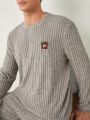 Men'S Cartoon Bear Embroidered Long Sleeve Homewear Set