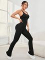 SHEIN Yoga Sxy Ladies' Back Cross Design Sports Jumpsuit With Double Shoulder Straps