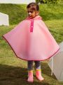 Girls' Color Block Waterproof Poncho With Neckline And Edge Design For All Seasons