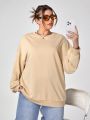 SHEIN Plus Size Women's Loose Shoulder Pullover Hoodie