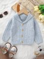 Baby Boy Lapel Button Up Cable Knit Cardigan